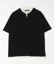 ふくれJQDフェイクレイヤードキーネックT