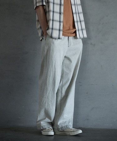 8.5ozデニムツータックワイドスラックス