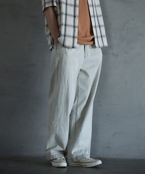 8.5ozデニムツータックワイドスラックス