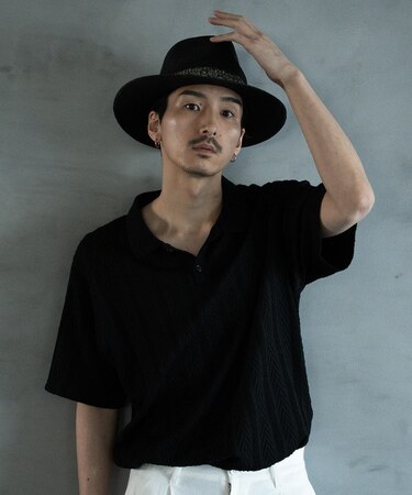 ヘリンボーンジャガードポロシャツ