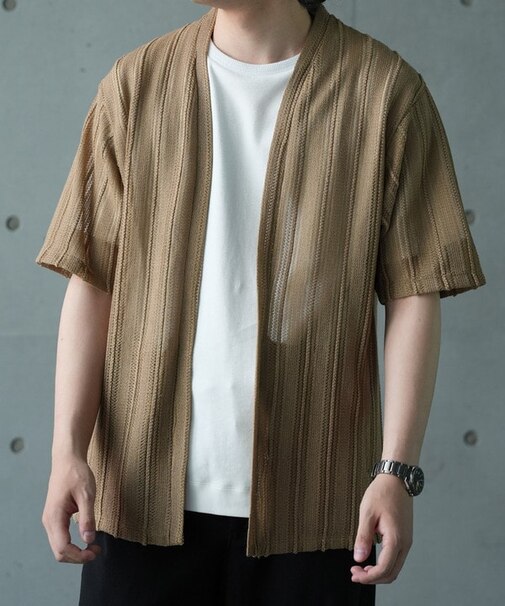 *WEB限定　シアジャガード ストライプカーディガン