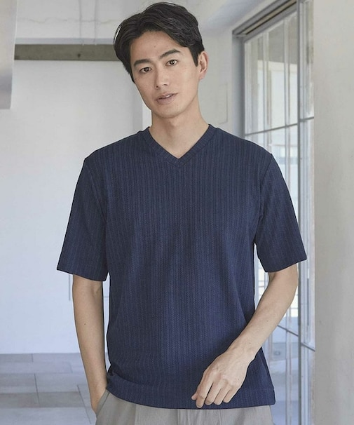 ツイストストライプJQDVネックT