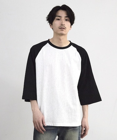 古着風ウォッシュ加工ラグランTシャツ