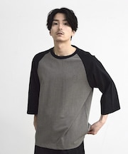 古着風ウォッシュ加工ラグランTシャツ