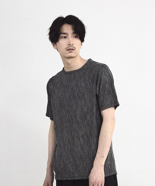 ストライプジャガード杢Tシャツ