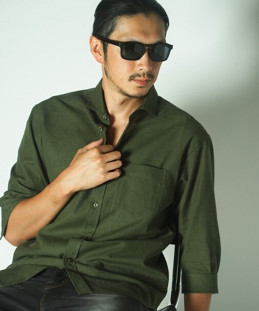COOL　MAXリネン混7分袖シャツ
