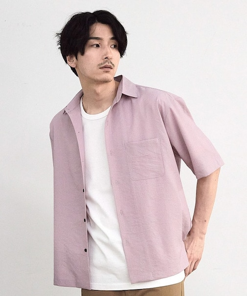 ヘアラインストライプ半袖シャツ