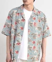 ペイズリープリンオープンカラー半袖シャツ