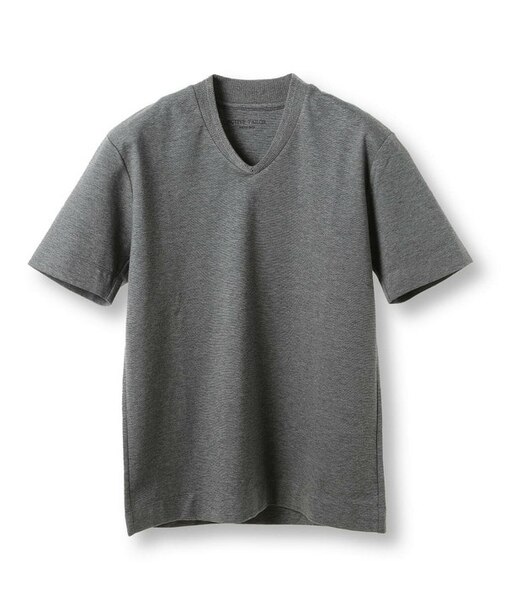 【ACTIVE TAILOR/アクティブテイラー】シルケットスムースVネックTシャツ＜接触冷感 / UVカット＞