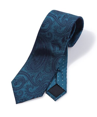 シャドーペイズリー×ドット柄シルクネクタイ