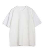 サマーニットコンビVネック半袖Tシャツ