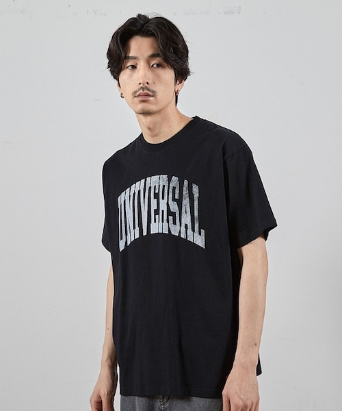 ユニバーサルオーバーオール別注ビンテージ加工プリントTシャツ ユニバーサルオーバーオール別注ビンテージ加工プリントTシャツ