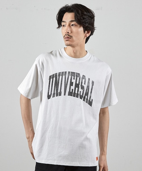 ユニバーサルオーバーオール別注ビンテージ加工プリントTシャツ ユニバーサルオーバーオール別注ビンテージ加工プリントTシャツ