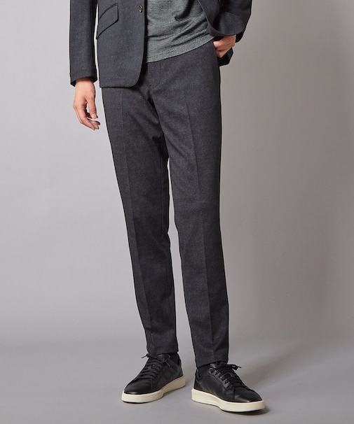 【セットアップ着用可】メランジプリントポンチスラックス