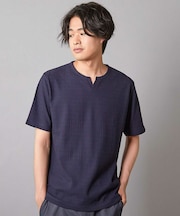 リンクスジャガード キーネックTシャツ