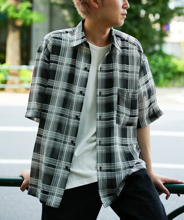 チェックシアールーズ半袖シャツ