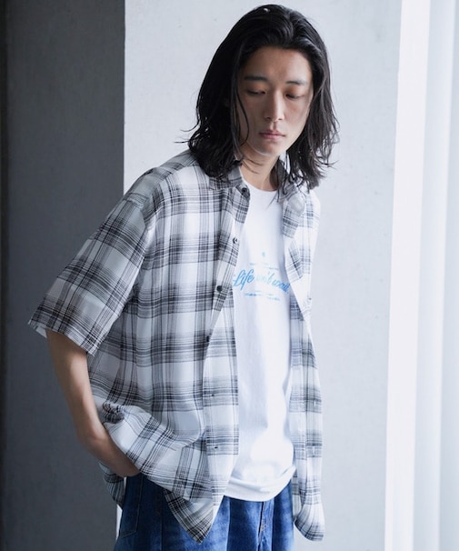 チェックシアールーズ半袖シャツ