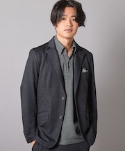 【セットアップ着用可】メランジプリントポンチテーラードジャケット