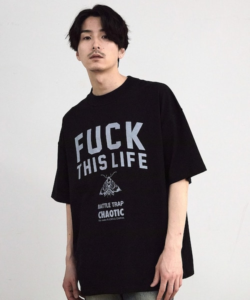 FUCK MY LIFE Tシャツ sサイズ 黒 CHAOTIC】別注FUCK THIS LIFEプリントオーバーサイズTシャツ