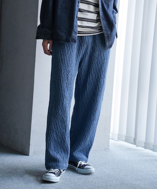 ジャガードデニムワイドテーパードパンツ