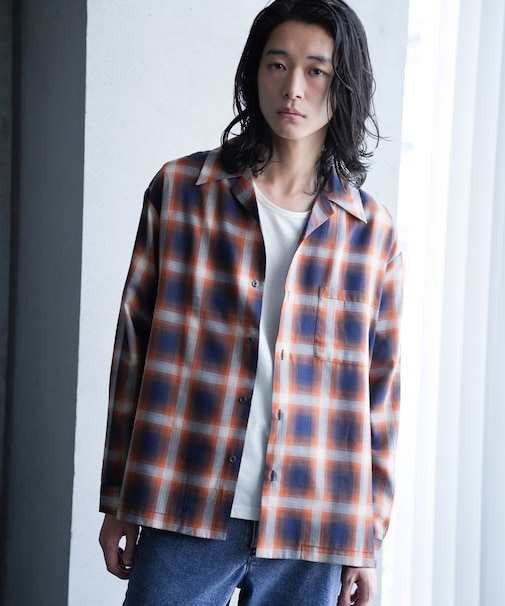 ルーズシルエットオンブレーチェックシャツ