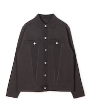 デニムジャケット風ミラノリブニットアウター