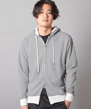 ワッフルニット ジップアップパーカー