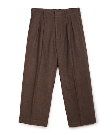 ヘリンボーン柄ワイドタックパンツ