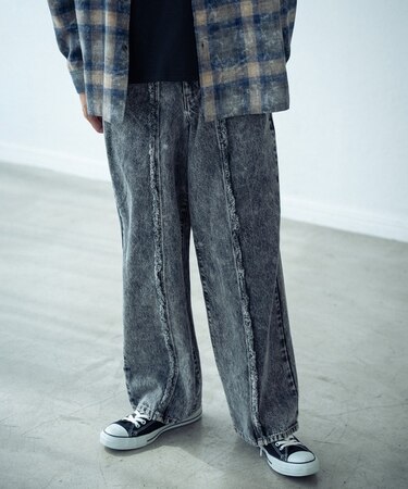 12ozケミカルウォッシュワイド5Pデニム