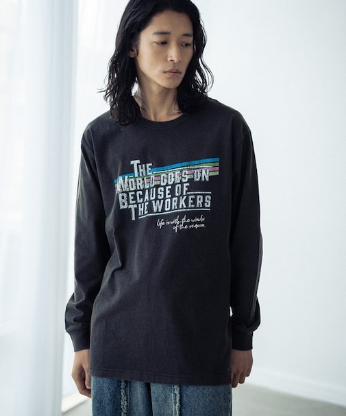 パウダー加工ビンテージロゴロンT