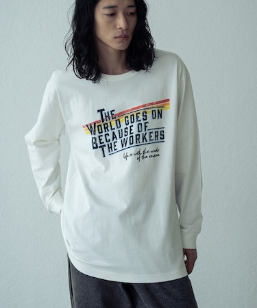 パウダー加工ビンテージロゴロンT