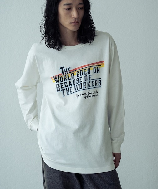 パウダー加工ビンテージロゴロンT