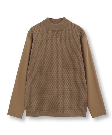 ニットコンビ モックネック長袖Tシャツ