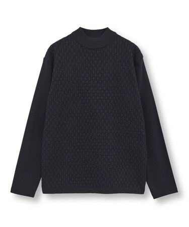 ニットコンビ モックネック長袖Tシャツ
