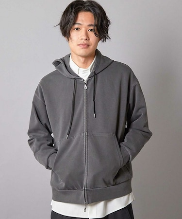 フェードポンチジップ ショート丈  ジップパーカー