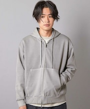 フェードポンチジップ ショート丈  ジップパーカー
