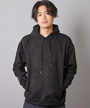 リラックスフィットフェイクスウェード パーカー