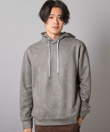 リラックスフィットフェイクスウェード パーカー