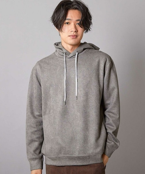 リラックスフィットフェイクスウェード パーカー