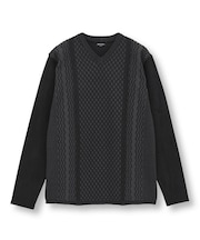 ニットコンビ フェイクスエード長袖Tシャツ