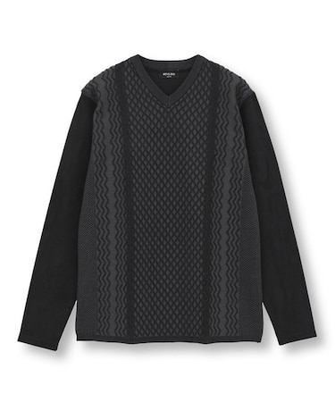 ニットコンビ フェイクスエード長袖Tシャツ