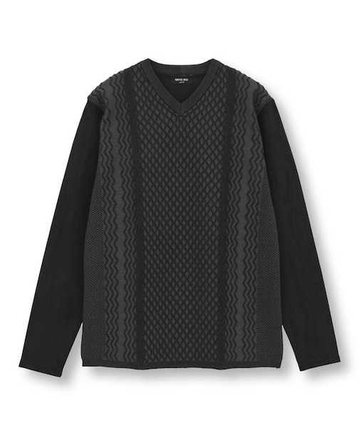 ニットコンビ フェイクスエード長袖Tシャツ