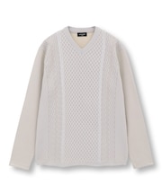 ニットコンビ フェイクスエード長袖Tシャツ