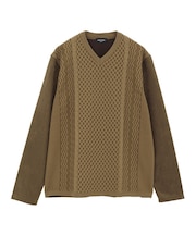 ニットコンビ フェイクスエード長袖Tシャツ