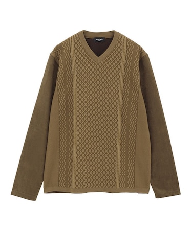 ニットコンビ フェイクスエード長袖Tシャツ