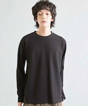 異素材コンビ ワッフルジャガードTee