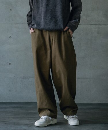 ヘビーカツラギバレルレッグワイドパンツ