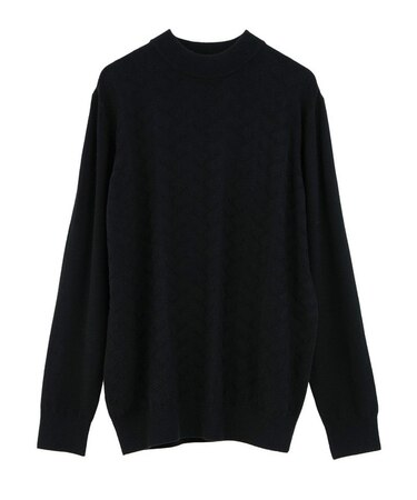 【ACTIVE TAILOR/アクティブテイラー】12Gジャカードモックネックニット