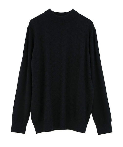 【ACTIVE TAILOR/アクティブテイラー】12Gジャカードモックネックニット