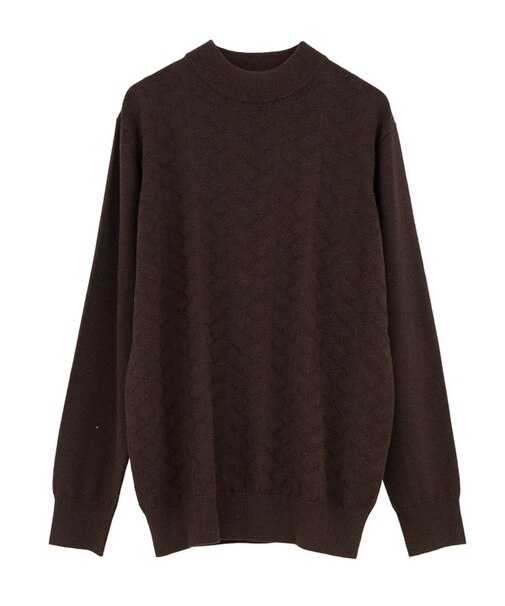 【ACTIVE TAILOR/アクティブテイラー】12Gジャカードモックネックニット